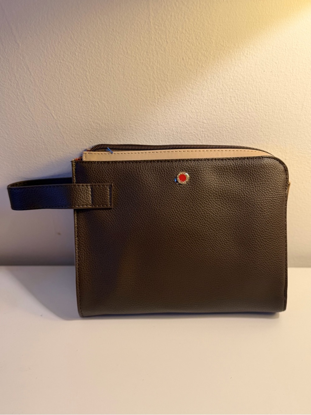 🆕🤎BVLGARI Brown Leather Travel Makeup Bag